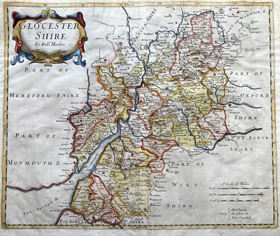 1695 antike Morden Karte Gloucestershire - aus Camdens Bretagne