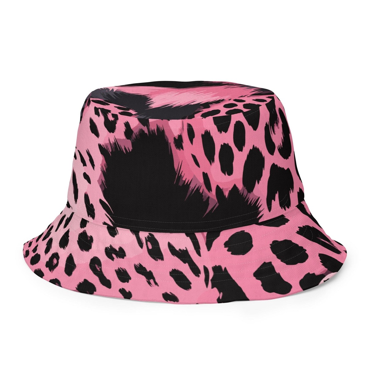 Reversible Bucket Hat Pink Black Spotted Print | eBay