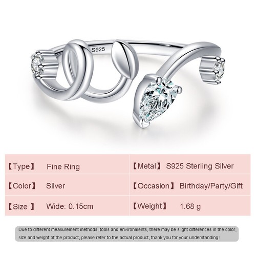 JIALY Fine European AAA CZ Full Match Leaves S925 Sterling Silver Ring For Women - Picture 2 of 6