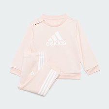 ADIDAS I BOS JOG FT TUTA COMPLETA BAMBINA IZ4982 ROSA BIANCO COTONE GARZATO