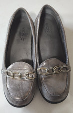VIONIC Shoes Orthaheel ALDA Pewter Metallic Lizard Flat Driving Loafers Women 9