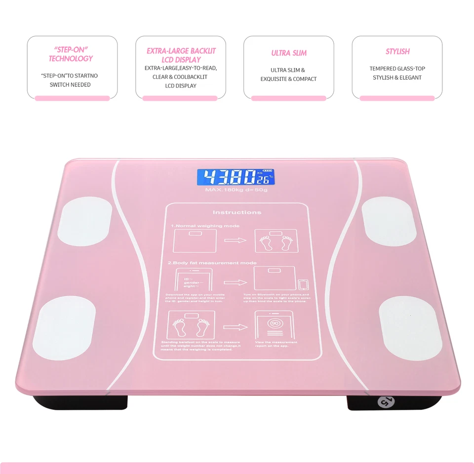 Digital Bathroom Scale for BMI Smart Scale LCD Display Body Weight Scale 400lbs - Image 4 of 4