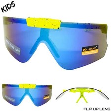 Kids Boys Girls Sports Baseball Cycling Retro Wrap Shield SUN GLASSES Ages 6-12