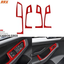 Red Carbon Fiber Interior Window Lift Switch Panel Cover For VW Jetta MK6 11-18