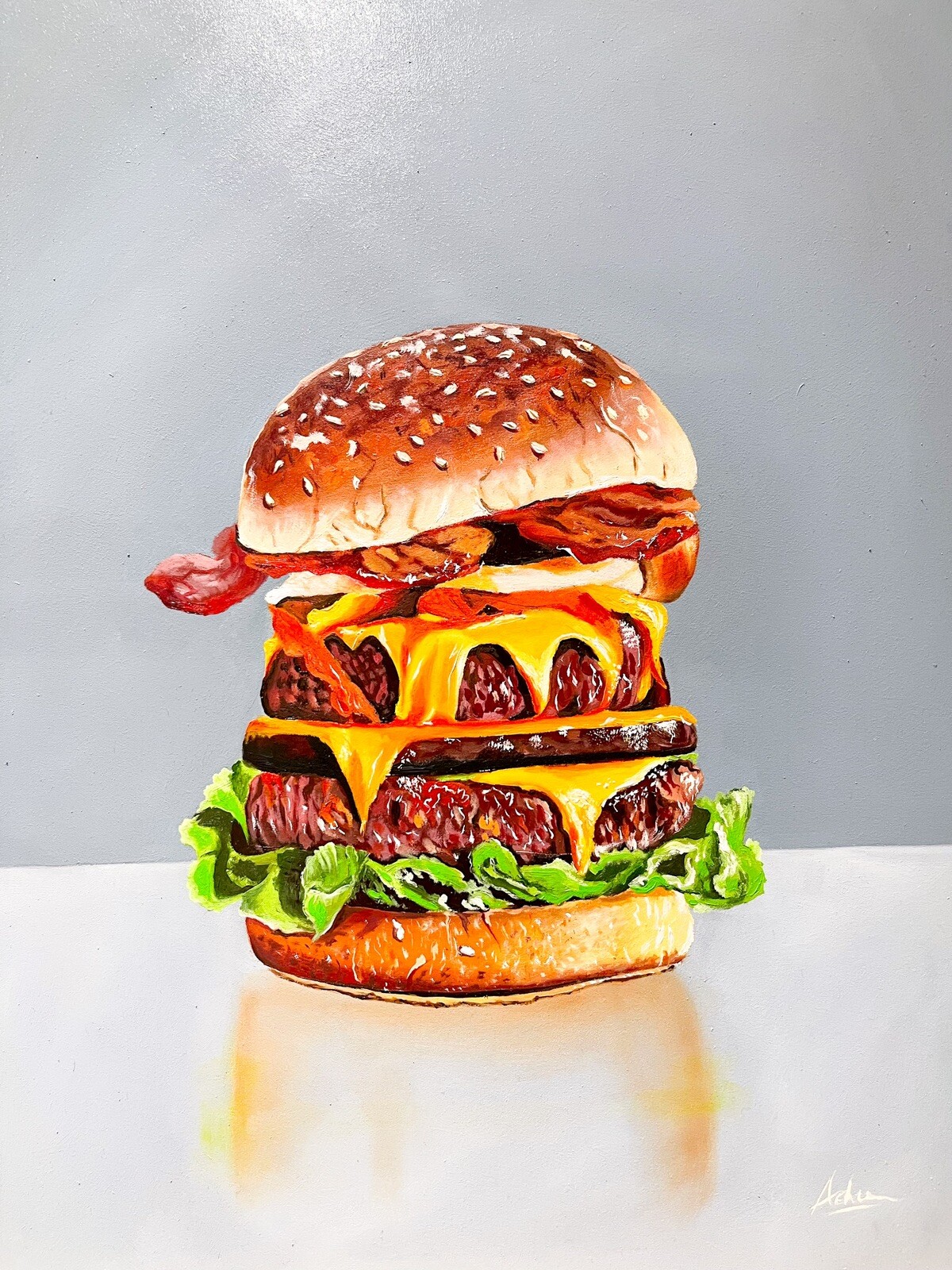 Burger Food Original Oil Painting On Board Unframed Mcdonald Yummy Art For Sale eBay