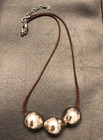 Silpada Necklace Triple Threat 925 Sterling Silver 3 Ball Leather Cord N2053