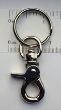 2 Sturdy Lobster Scissor Clasp Claw + Key Ring SILVER Metal Crafts Purses Belts
