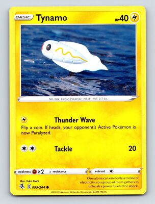 Basic Tynamo HP 40 Thunder Wave Attack Paralyze Bright Yellow Card