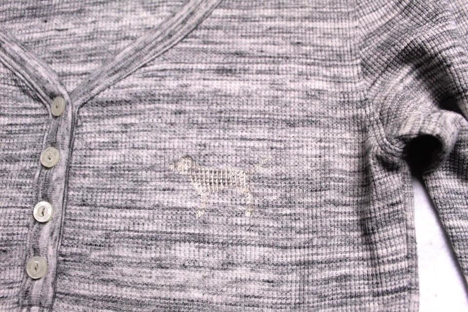 РОЗОВЫЙ HENLEY сна рубашка женщины размер XS светло-серый ребристый длинным рукавом серебряный логотип - Изображение 4 из 4