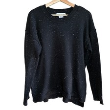 NWT DKNY Jeans black pullover crewneck knit sweater women's size L 89 MSRP