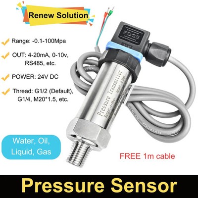 Water Pressure Sensor G1/2 Oil Gas Pressure Transmitter 4-20mA 0-10V RS485 304SS