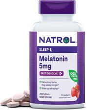 Natrol Melatonin 5mg Fast Dissolve Tablets, Sleep Support Supplements 200 Pills