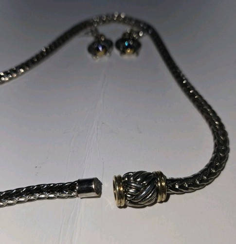 BRIGHTON Gold & Silver Choker NECKLACE & Pierced Earing Set. Gorgeous! - Picture 6 of 6