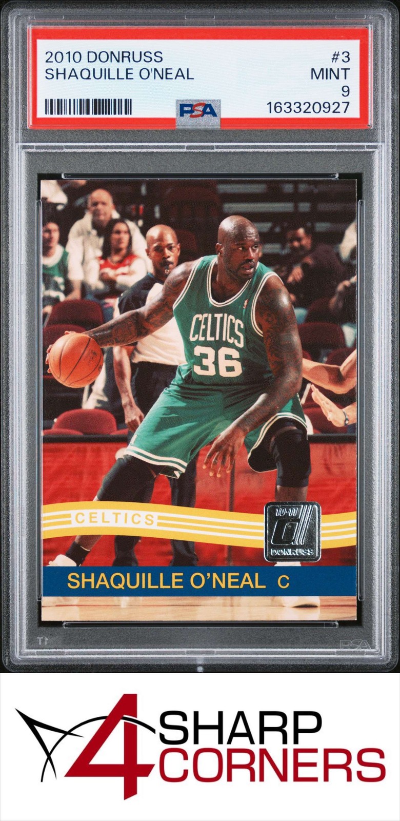 2010 DONRUSS #3 SHAQUILLE SHAQ O'NEAL CELTICS HOF POP 3 PSA 9