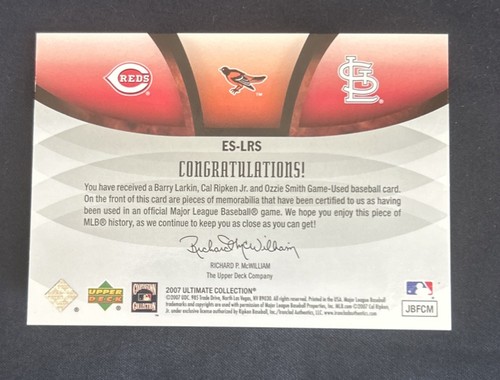2007 Ultimate Collection Ensemble Swatches 3/50 Larkin Cal Ripken Ozzie Smith - Picture 2 of 2