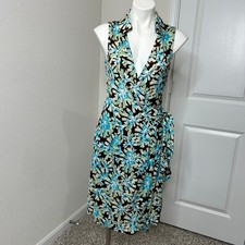 Diane von Furstenberg Barneys New York St Jude Wrap Dress Blue Coral Silk 2