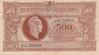 Billet Banque France Ancien 500 / CINQ CENTS FRANCS / Fr Marianne 17L 056508