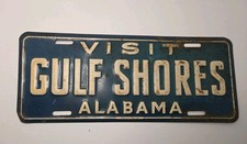 Super Rare Vintage Visit Gulf Shores Alabama Car License Plate Souvenier 