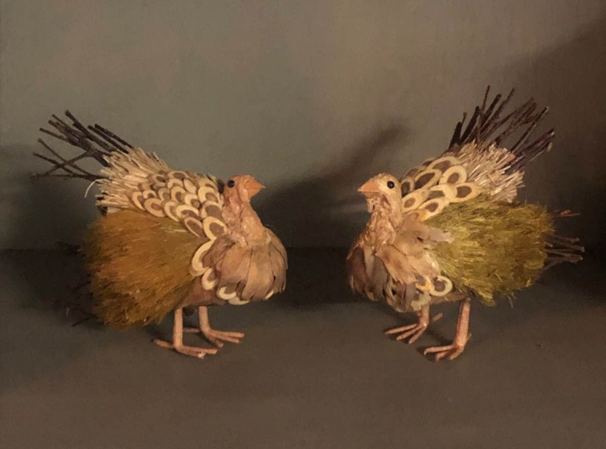 Williams Sonoma Natural Straw Turkeys Set of 2 Thanksgiving Table Decor Fall