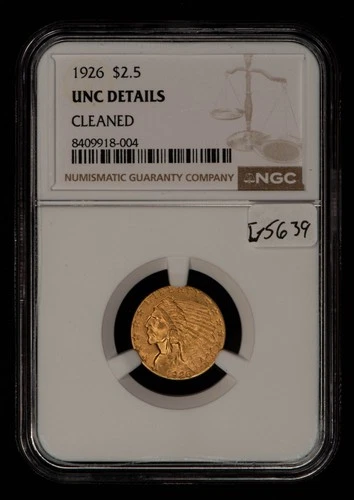 1926 G$2.50 Indian Head Gold Quarter Eagle - Looks UNC- NGC UNC Dets - SKU-G5639