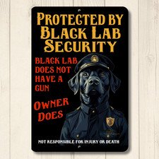 Black Lab Security Sign labrador protected dog metal handmade outdoor yard art