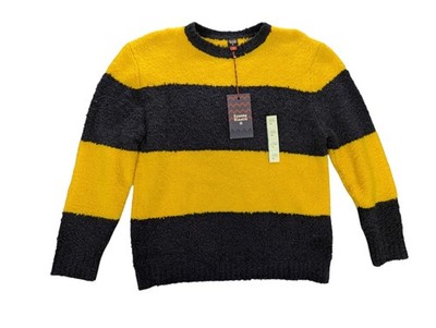 ROWING BLAZERS x TARGET Striped Crew Sweater Medium Navy Blue Yellow Michigan 