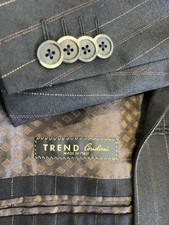 Corneliani Trend Italy SAKs Blazer Brown Black Striped 3 Button Dual Vent 44R