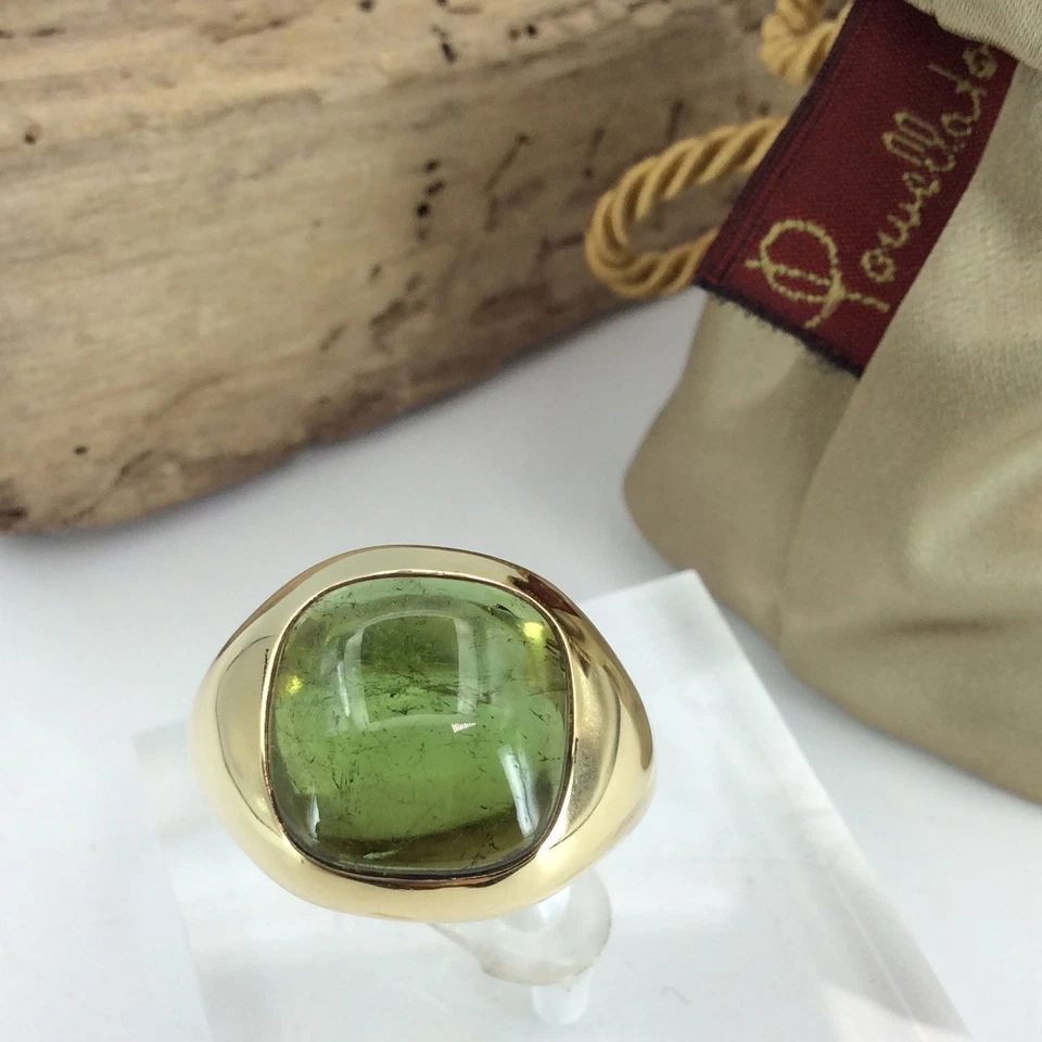 Pomellato Ring Ori Barbari 750/18K Gelbgold Cabochon Peridot Gr.60  #2946 - Bild 3 von 4