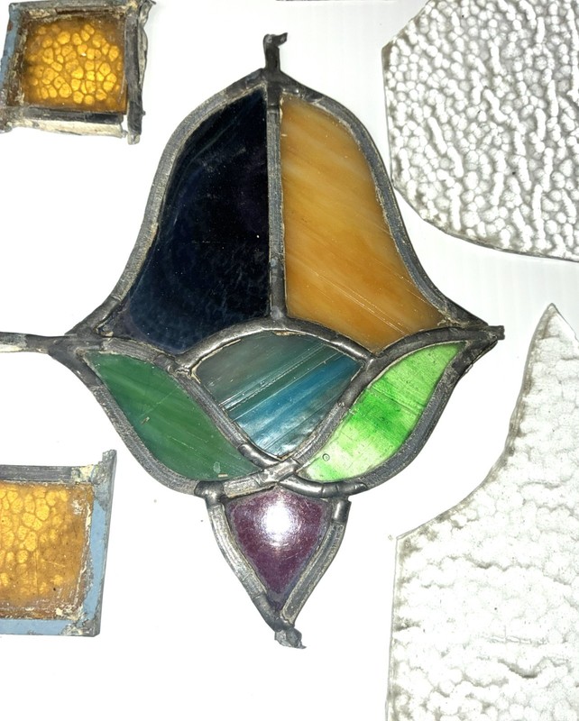 Lot of 20 Pieces of Vintage Used Stained Glass