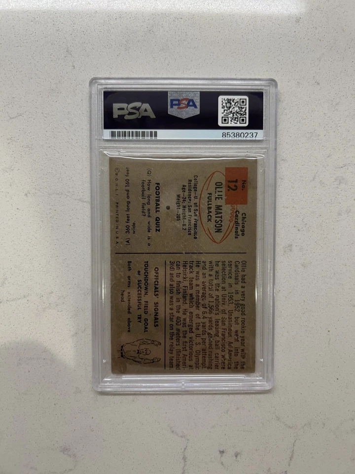 1954 年 Bowman Ollie Matson PSA DNA 签名名人堂新秀流行 3 超级罕见! 🏈🔥 — 第 2/2 张图片