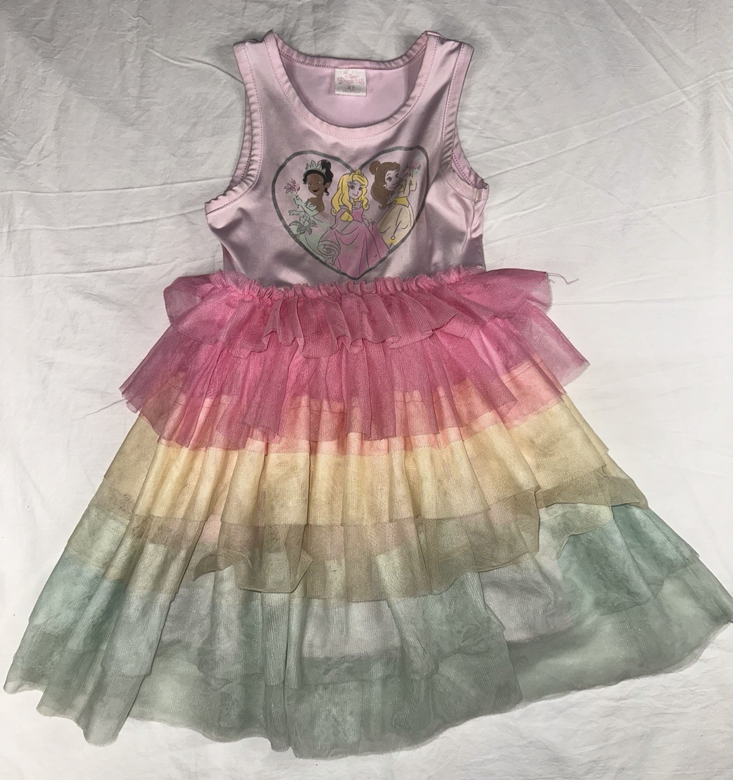 👑 Disney Princess Rainbow Tutu Dress Girls 4T 👑