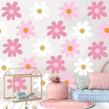 12 Sheets Daisy Wall Decal Flower Wall Sticker Classic Color Delicate Style