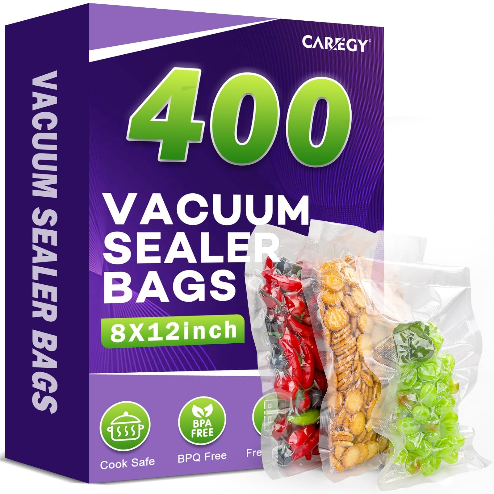 BPA-Free Vacuum Sealer Bags 400 Quart 8x12 Inches for Food Storage & Meal Prep