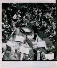 Vintage Conductor Leads Orchestra In Performance For Students 6X8 Vintage Photo