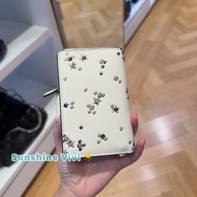 NWT Coach Medium Corner Zip Wallet With Star Print CCL64 Silver