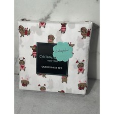 Cynthia Rowley Valentine Dachsund Dogs Sweater Cupid Queen Sheet Set NEW