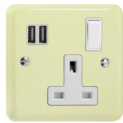 Varilight XY4U2SW.WC White Chocolate 1 Gang 13A Schaltsteckdose 2 x 17W USB A