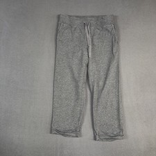 Lands End Pants Womens Small 6-8 Gray Sports Knit Ankle Pull On Drawstring