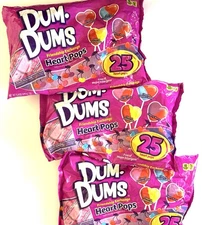 Dum Dums Heart Shaped Pops 25 Count 8.8 OZ Each 3-PK Free Shipping