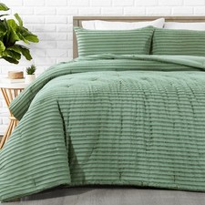 Oversized King Boho Comforter Set 120x120, Sage Green Tufted Jacquard Geometr...