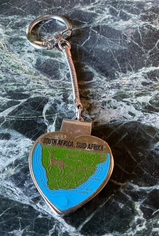 South Africa Suid Afrika Key Chain Heart Shaped Map with Bottle Opener Key Ring