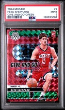 2024 PANINI MOSAIC GIVE & GO GREEN #7 REED SHEPPARD PSA 9