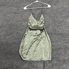 Windsor Dress Womens Size M Sage Green Metallic Strappy Back Bodycon Mini Sexy