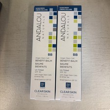 Andalou Naturals BB Argan Stem Cell Benefit Balm, Clear Skin SPF 30 Two Boxes