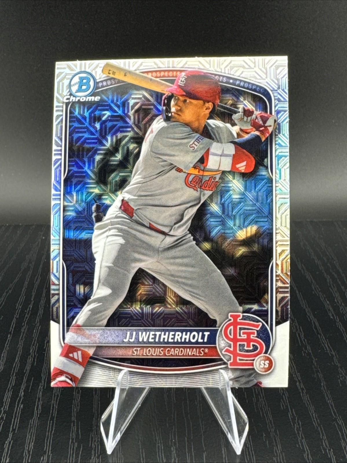 JJ Wetherholt 1st Chrome Mojo Refractor Rookie 2025 Bowman Card BCP-22 Cardinals