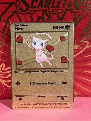 Pokemon Inspired Metal Card Mew I Choose You ！For Gift / Display