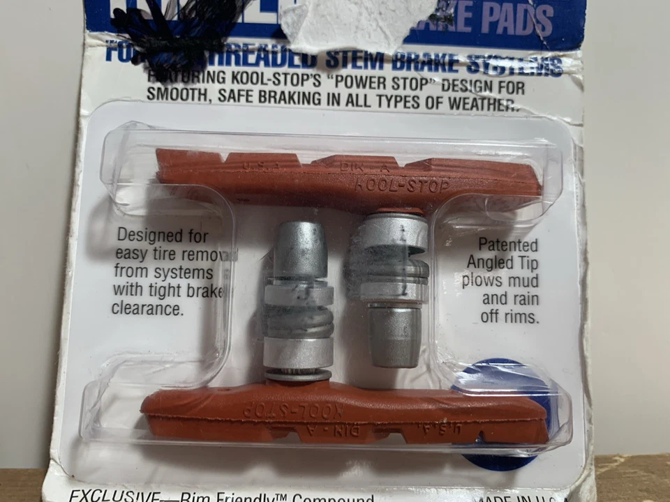 Paquete de 2 almohadillas de freno en V Kool-Stop Thinline compuesto de salmón poste roscado de una pieza Foto 2 de 4