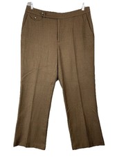 Lauren Ralph Lauren Women 14 Pants Vintage Wool Brown Glen Check Trousers Preppy