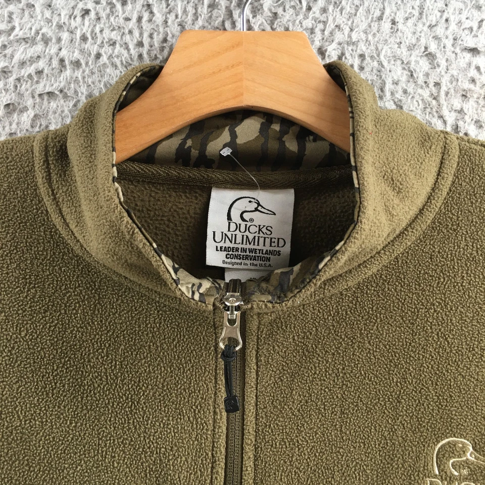 Ducks Unlimited Fleece Full Zip Jacket Men XL Green Polyester Long Sleeve Pocket - Image 3 of 4