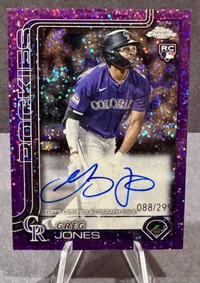 2025 Topps Chrome Greg Jones Rookie Auto Purple Speckle Refractor